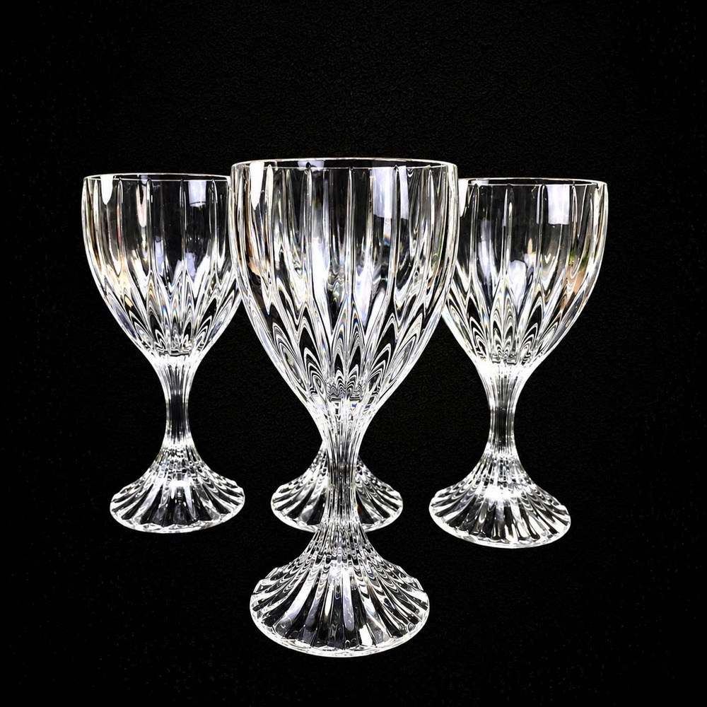 Mikasa Park Lane Crystal Water Wine Goblets Set of 4 Clear Stemware 1980s
